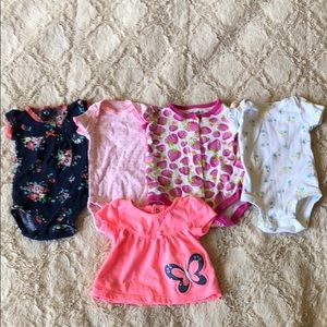 Lot of newborn baby girl onesies and bonus top
